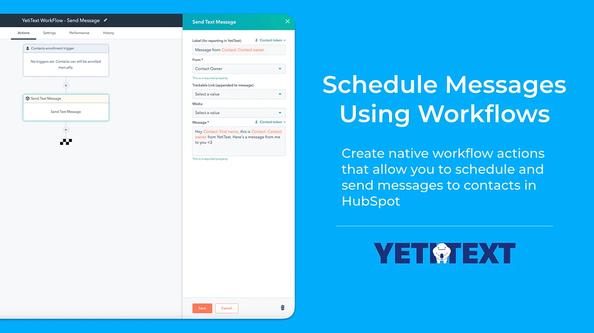 yetitext schedule messages using workflows
